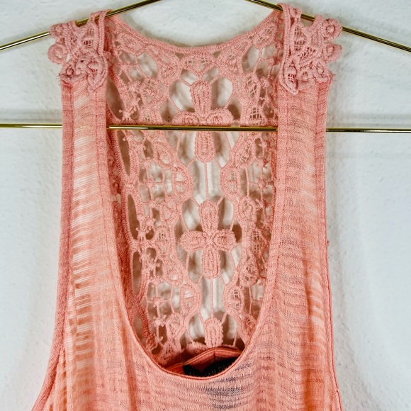 American Dream Women’s Small Coral Sleeveless Crochet Racerback Tank Top Boho - Picture 4 of 9